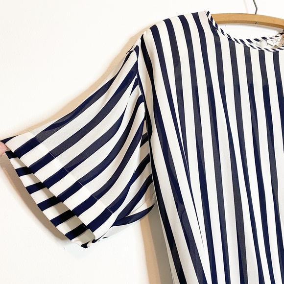 SALE 5/$25 Vintage ToTo n Ko Sheer Striped Nautical Blouse Large - Picture 3 of 5